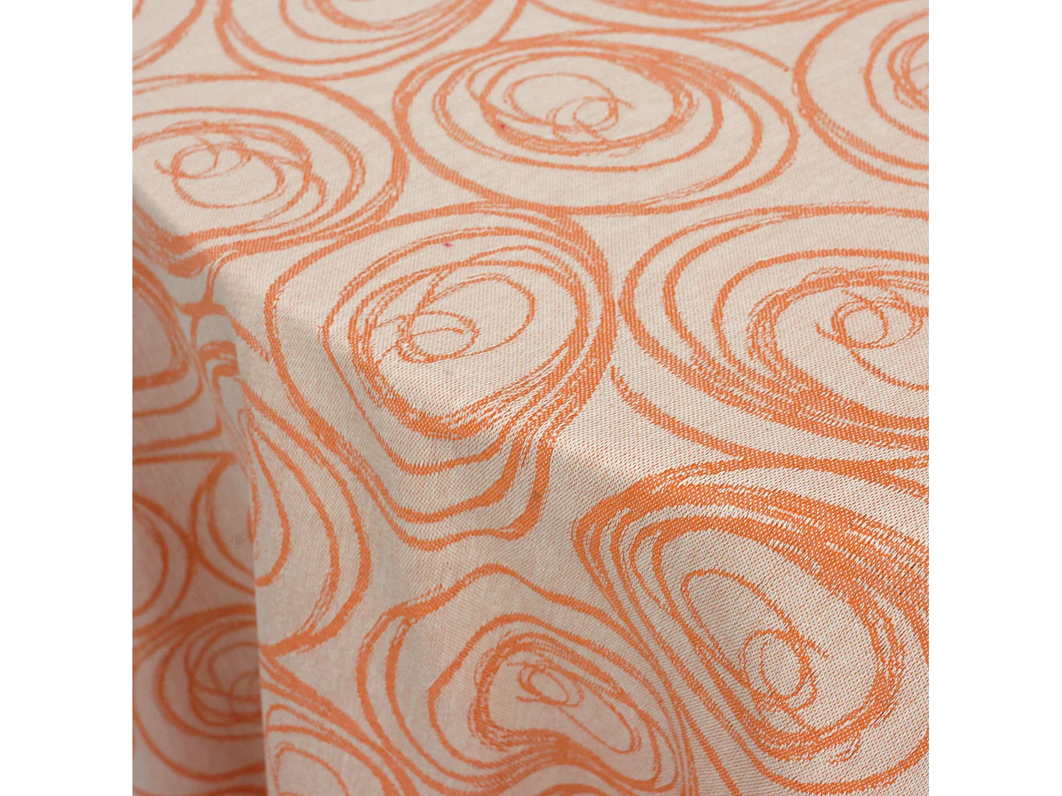 Nappe ronde 180 cm Jacquard coton SPIRALE orange papaye