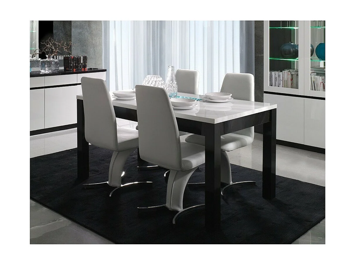 Table FABIO - Coloris noir et blanc - 160 cm
