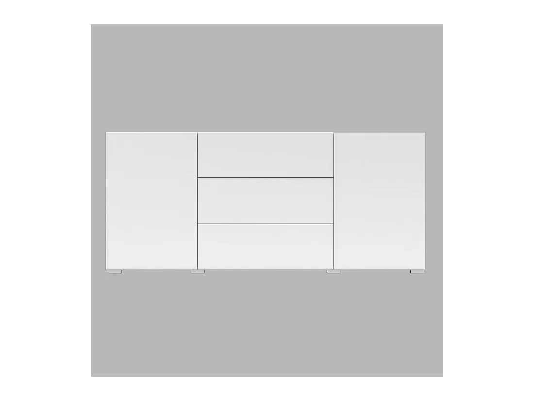 Buffet 140cm coleção EVA com 2 portas e 3 gavetas. Cor branco e carvalho.