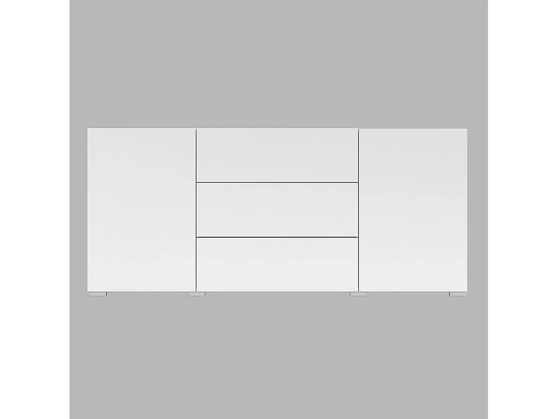 Buffet 140cm, Kollektion EVA, 2 Türen und 3 Schubladen. Farbe Weiß und Eiche.