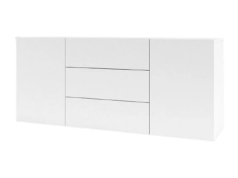 Buffet 140cm coleção EVA com 2 portas e 3 gavetas. Cor branco e carvalho.