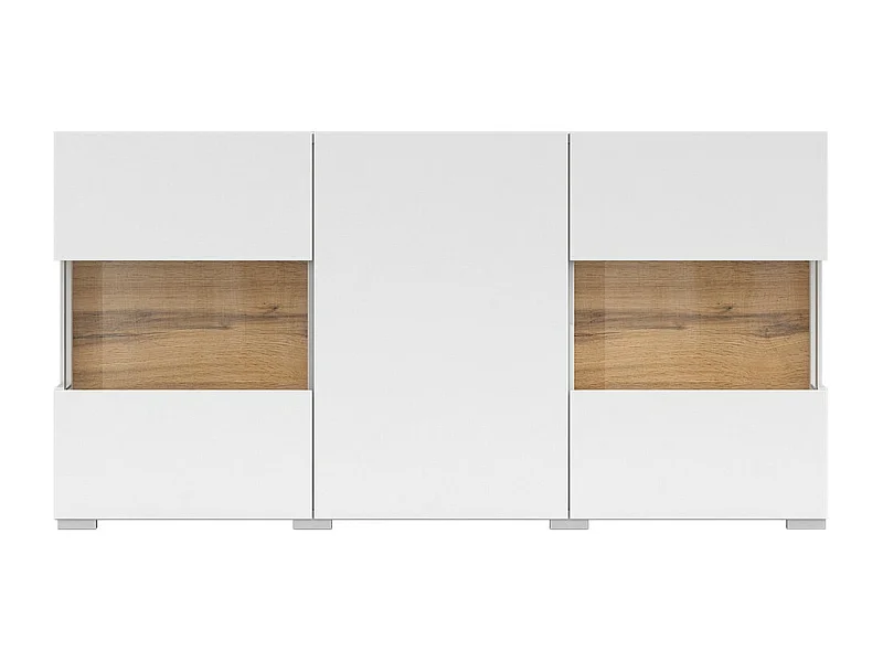 Buffet 120cm coleção EVA com 3 portas. Cor branco e carvalho.