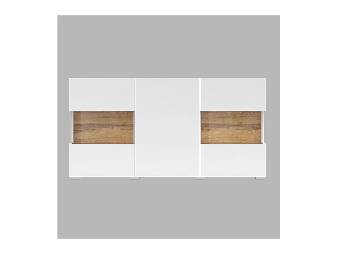 Sideboard 120cm Kollektion EVA mit 3 Türen. Farbe Weiß und Eiche.