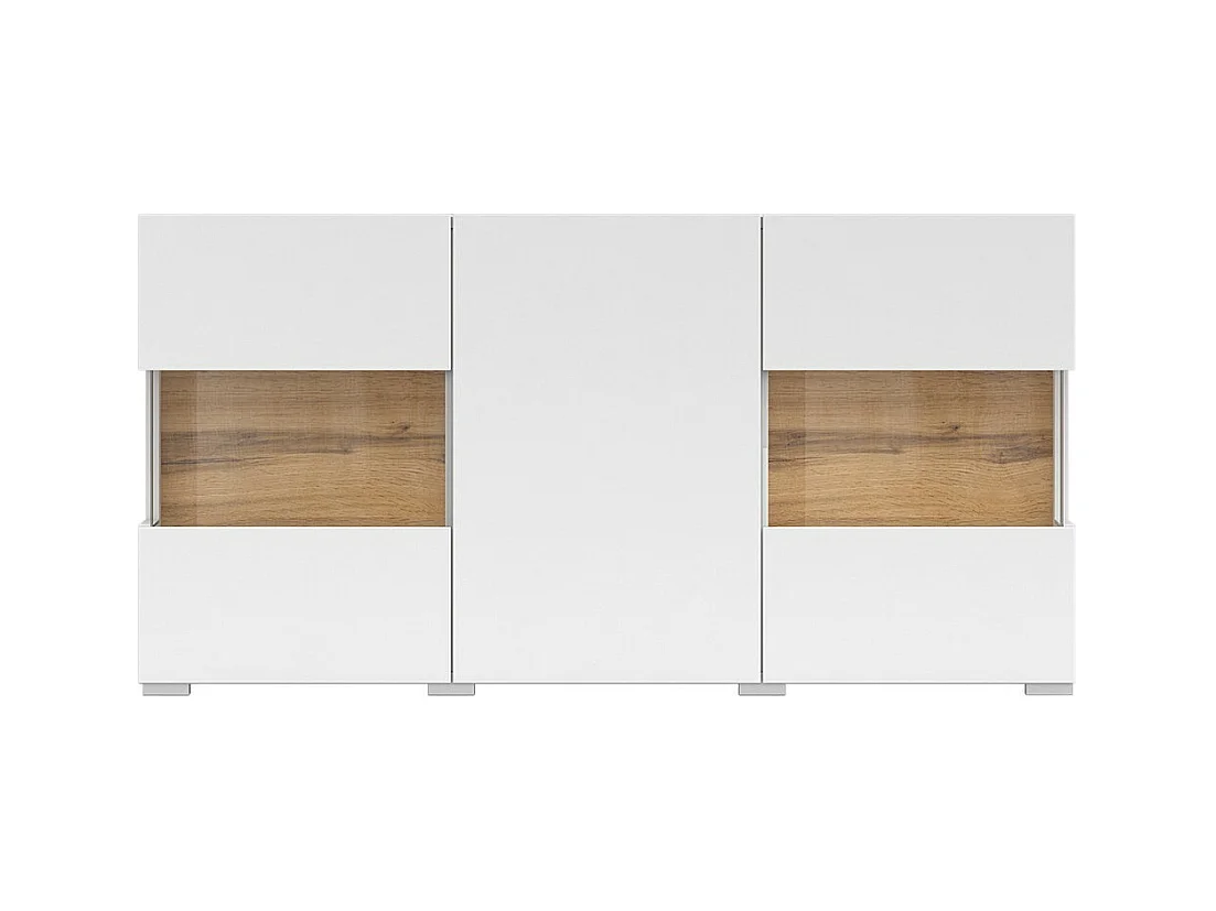 Buffet 120cm collectie EVA 3 deuren. Kleur wit en eiken.