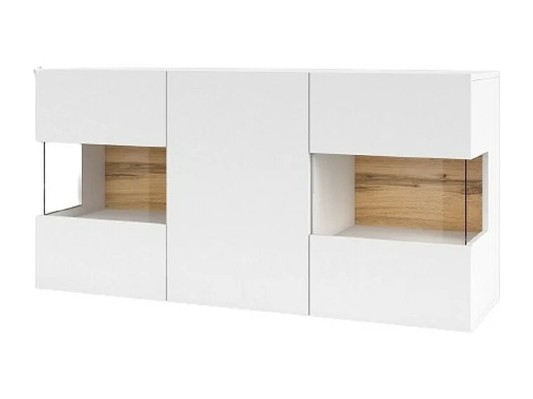 Buffet 120cm collection EVA 3 portes. Couleur blanc et chêne.