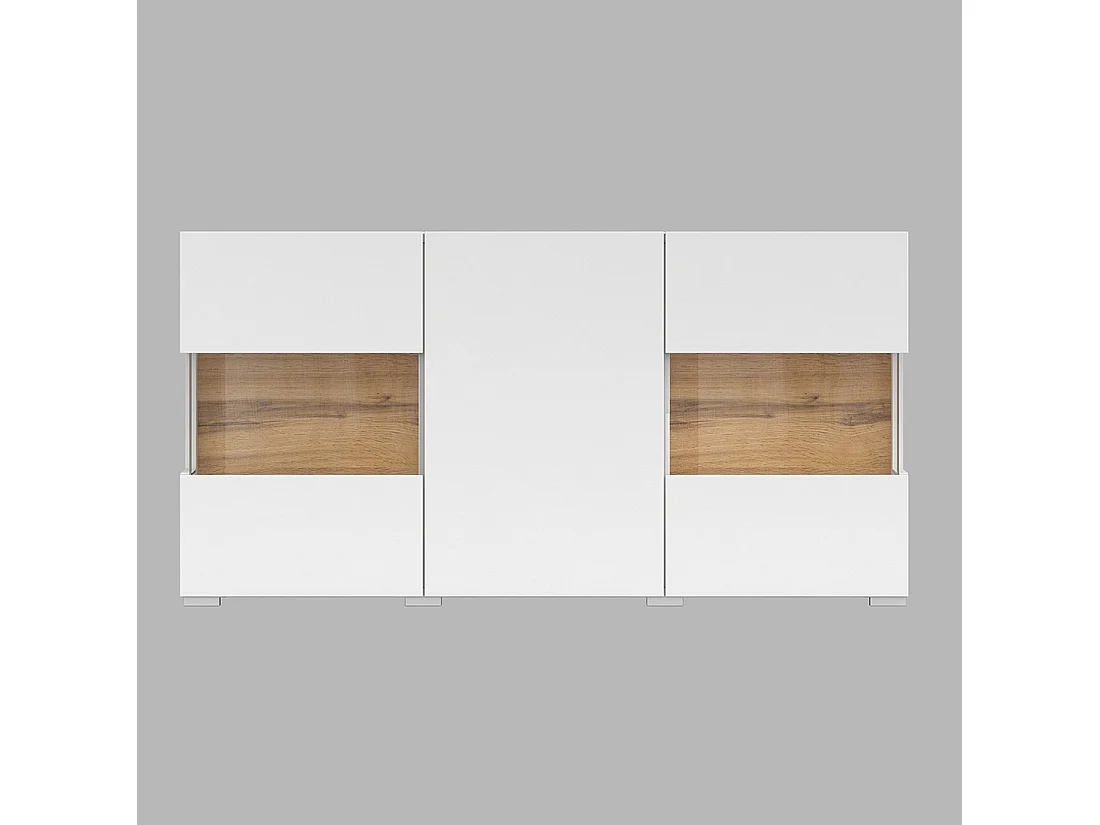 Buffet 120cm collection EVA 3 portes. Couleur blanc et chêne.
