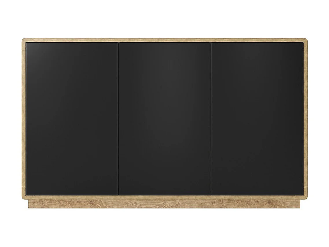 Buffet 3 deuren collectie VILLA. Kleur eiken en mat zwart.