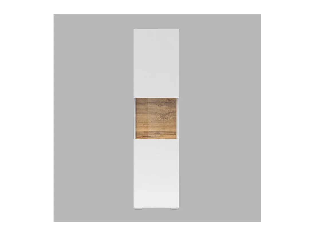 Vitrine mit 1 teilweise verglasten Tür, Kollektion EVA. Farbe Weiß und Eiche.