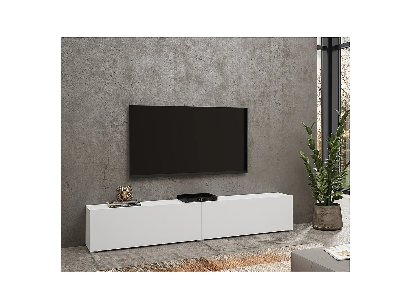 Juego de 4 muebles de sala colección EVA. Color blanco y roble.