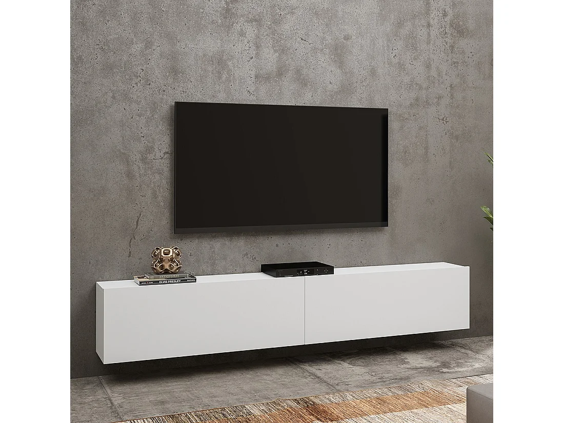 Ensemble de 4 meubles de salon collection EVA. Couleur blanc et chêne.