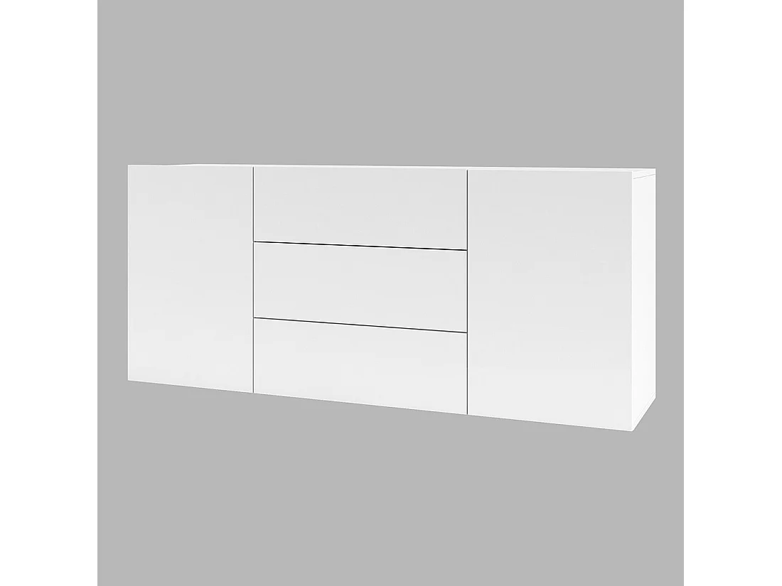 Ensemble de 4 meubles de salon collection EVA. Couleur blanc et chêne.