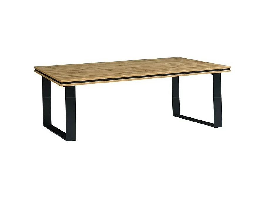 Lage tafel MALAGA - Kleur eiken Wotan en metaal - 135 x 70 x 45 cm