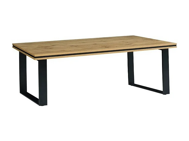 Table basse MALAGA - Coloris chêne Wotan et métal - 135 x 70 x 45 cm