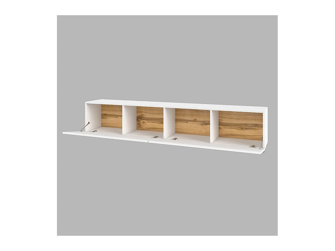 Móvel para TV de 180cm da coleção EVA. Cor branca e carvalho.