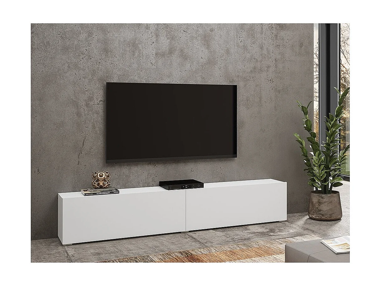 Meuble TV 180cm collection EVA. Couleur blanc et chêne.