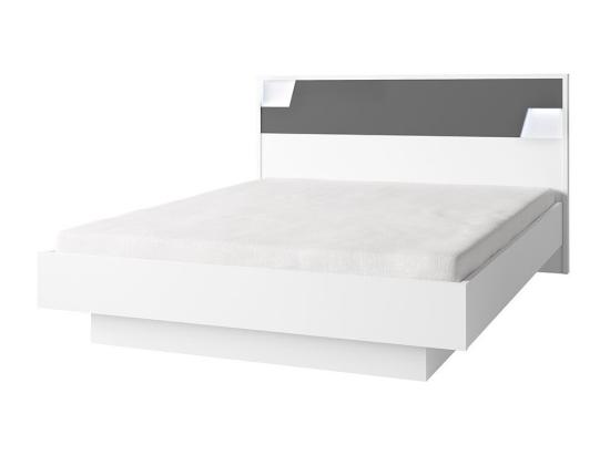vente unique Lit FULMO 160 cm avec coffre - Coloris blanc et finition gris béton - 171 x 92 x 201 cm