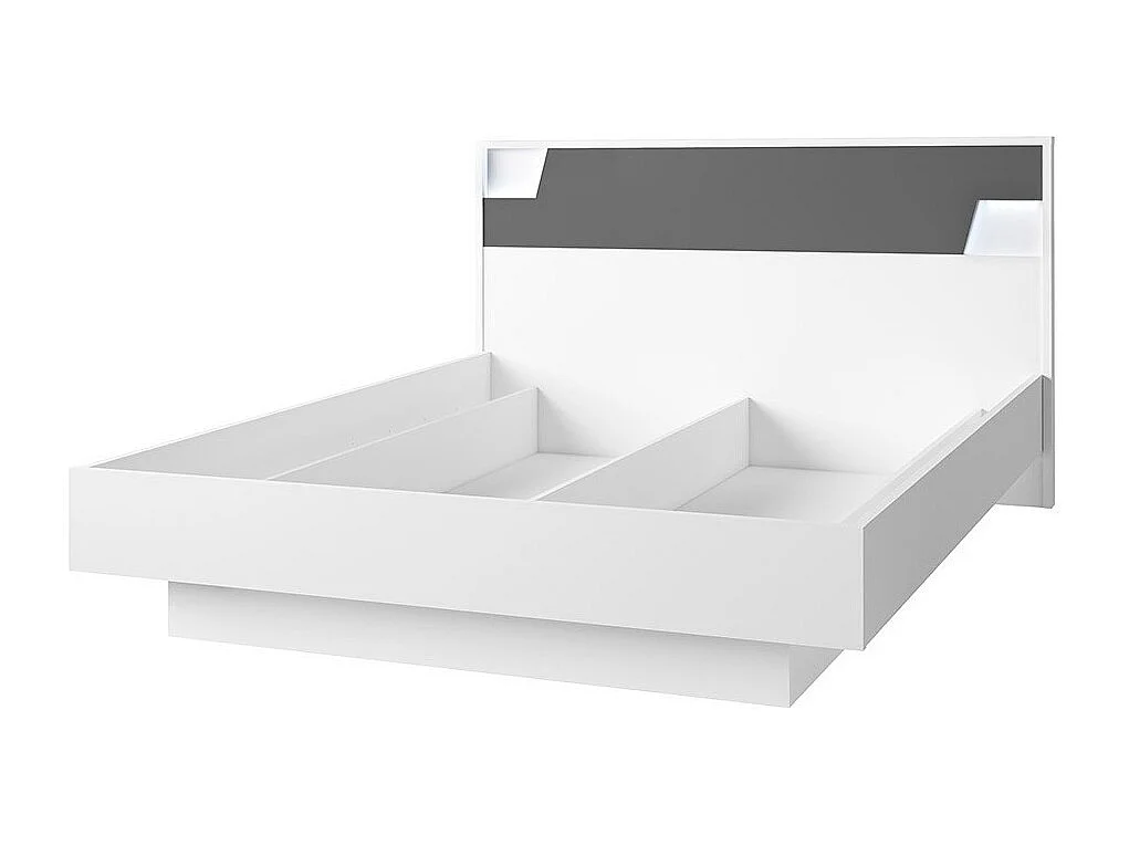 Bett FULMO 160 cm mit Stauraum - Farbe Weiß und Betongrau-Finish - 171 x 92 x 201 cm