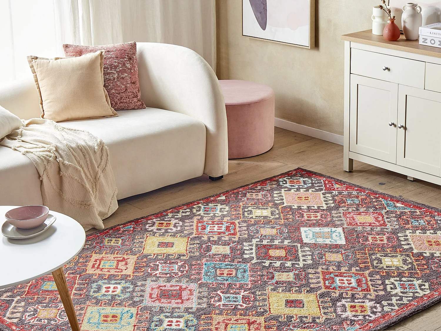 Vloerkleed vintage meerkleurig 200 x 200 cm FINIKE