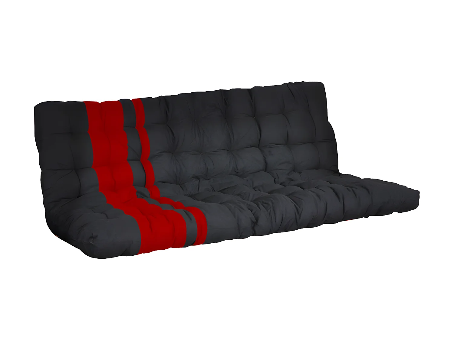 Hochbett mit Schlafsofa mit Futonmatratze - 90 x 190 cm - Metall - Rot & Schwarz - MODULO V