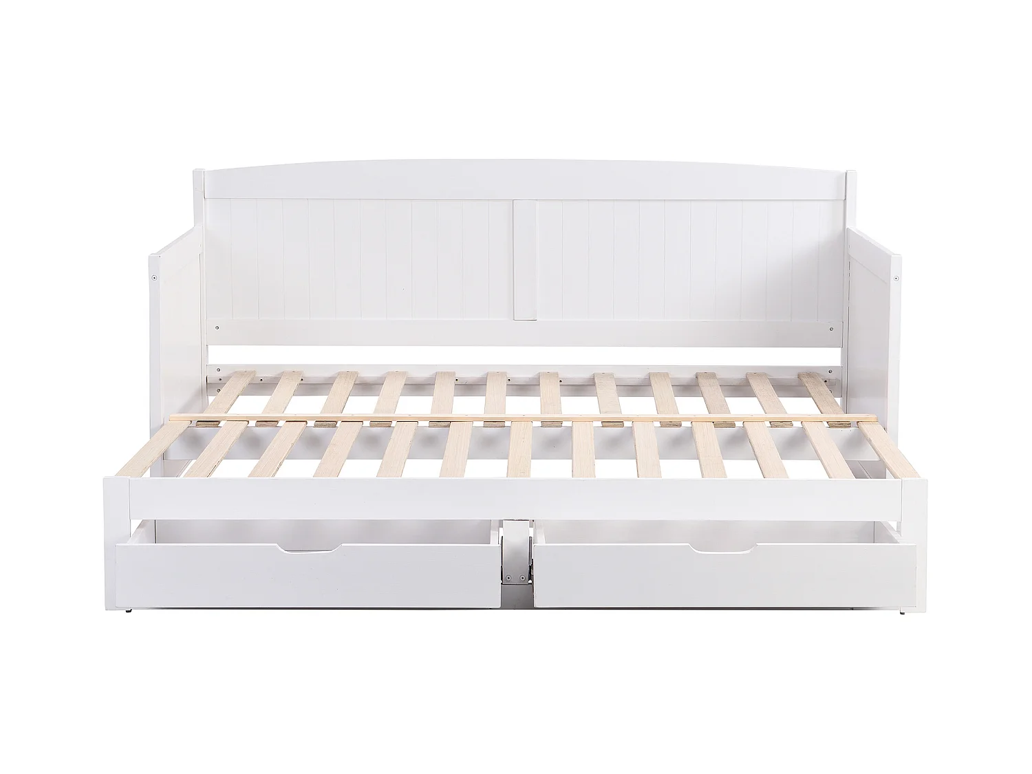 Cama nido sofá 90 x 190 o 180 x 190 cm - Con somier de peine y cajones - Pino y MDF - Blanco - DINIVA