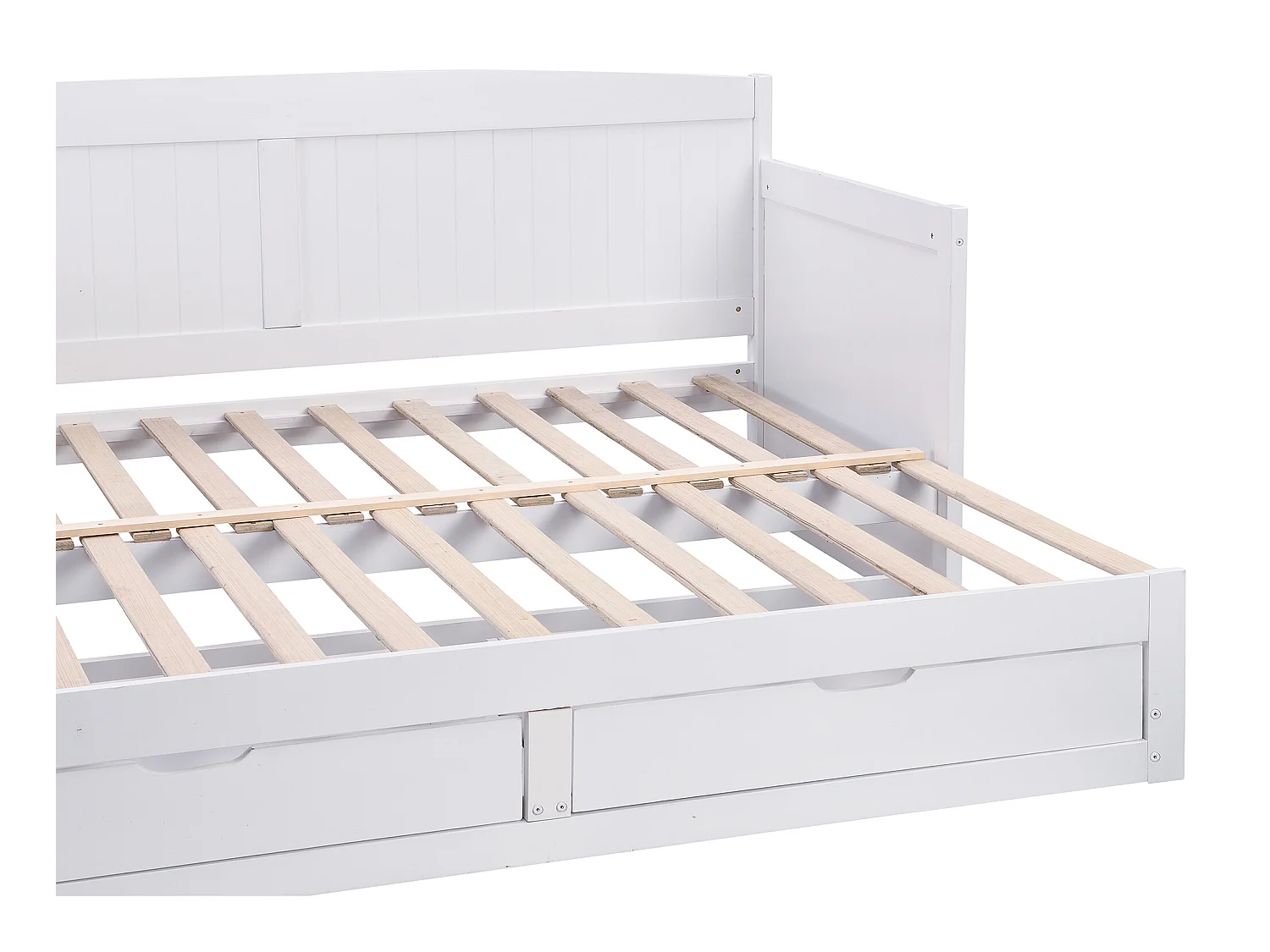 Cama nido sofá 90 x 190 o 180 x 190 cm - Con somier de peine y cajones - Pino y MDF - Blanco - DINIVA