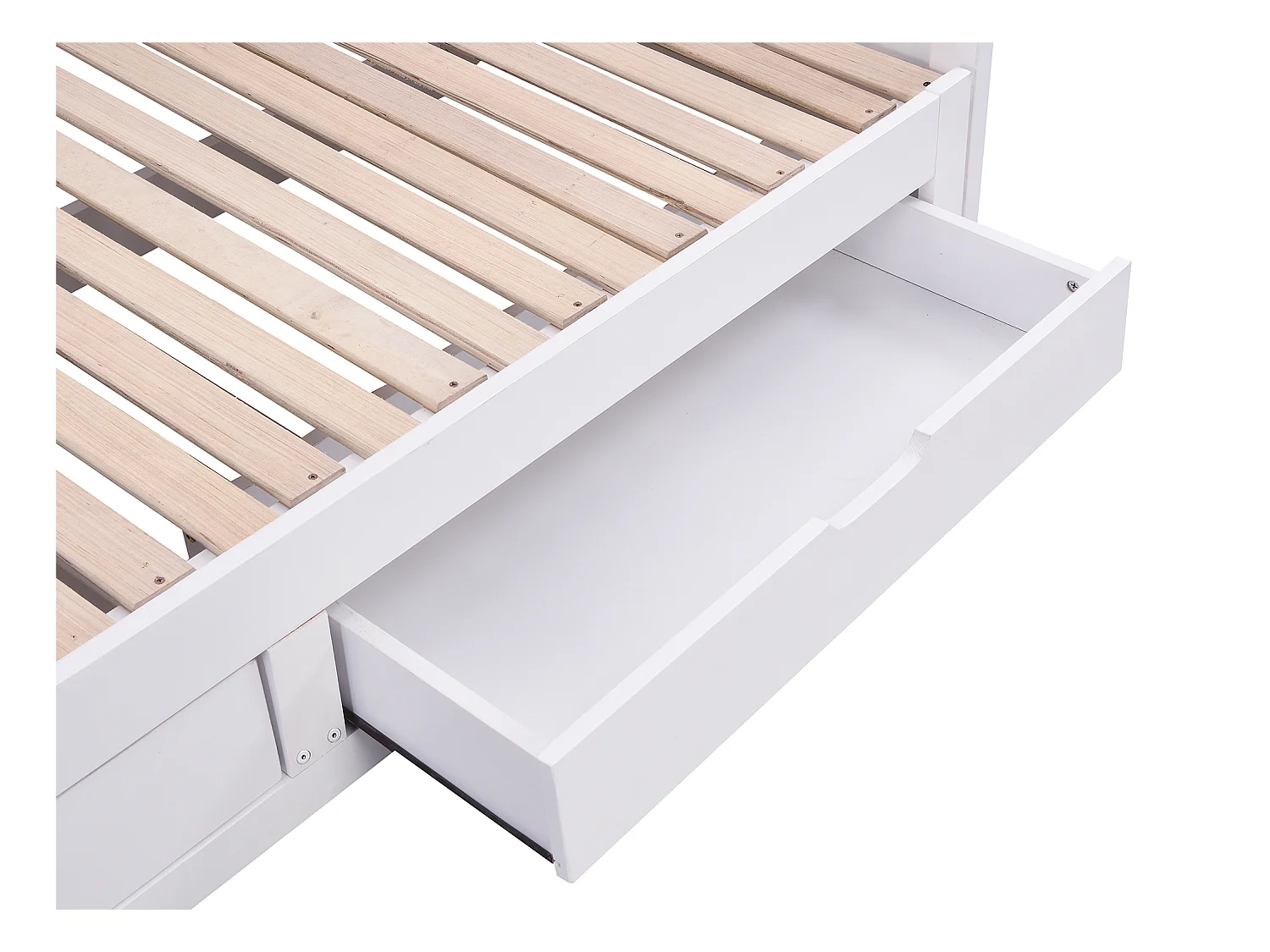 Cama nido sofá 90 x 190 o 180 x 190 cm - Con somier de peine y cajones - Pino y MDF - Blanco - DINIVA