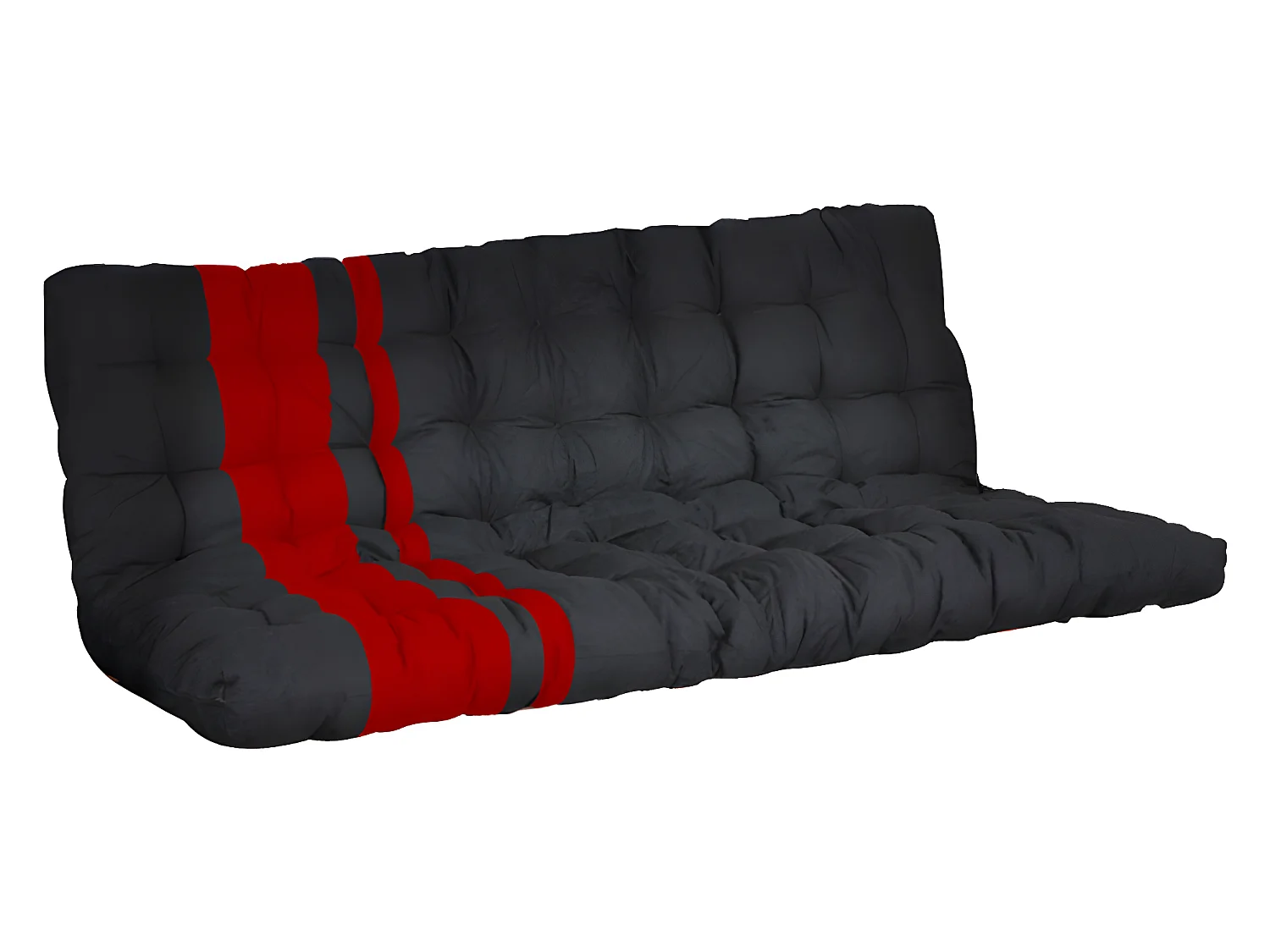 Lit mezzanine 90 x 190 cm - Avec banquette convertible - Métal - Noir et Rouge + Futon + Matelas - MODULO V