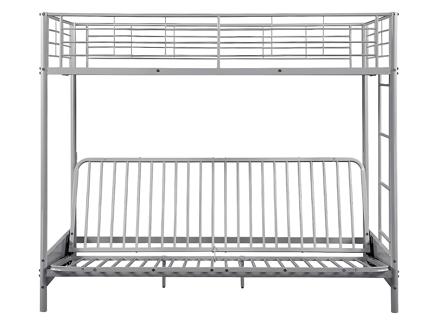 Cama alta 90 x 190 cm - Con banco convertible - metal - plata + Futón + colchón - MODULO V