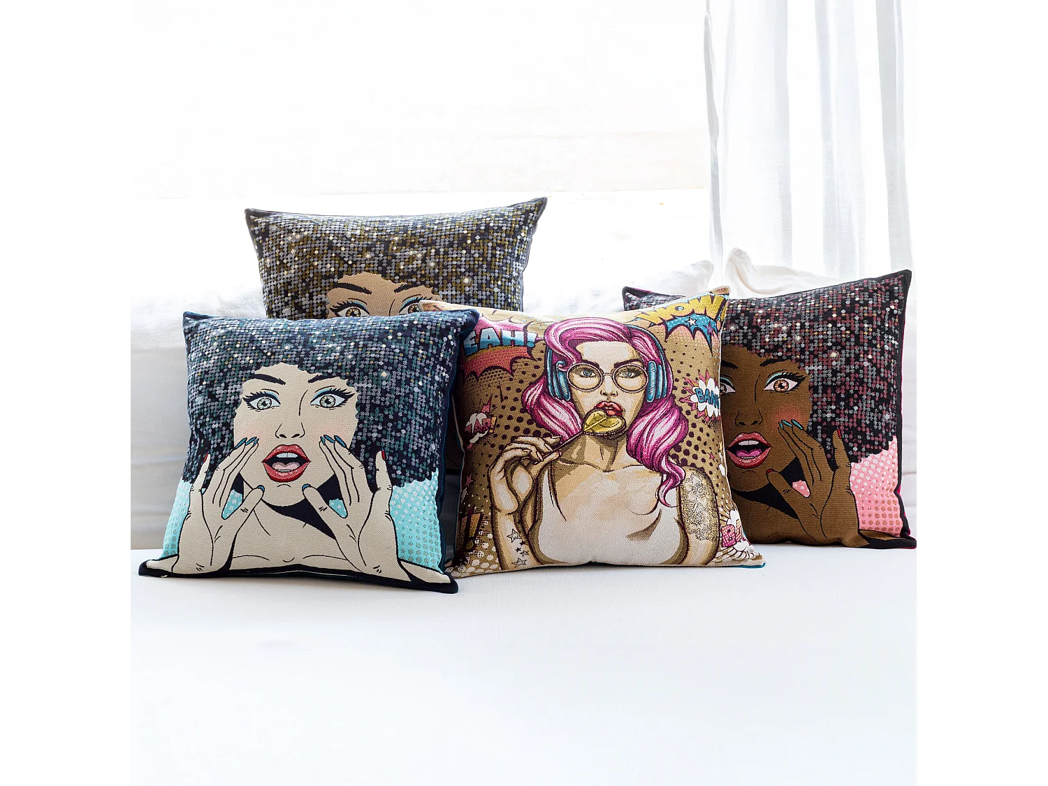 Housse de coussin 45x45 cm RHIANA Bleu