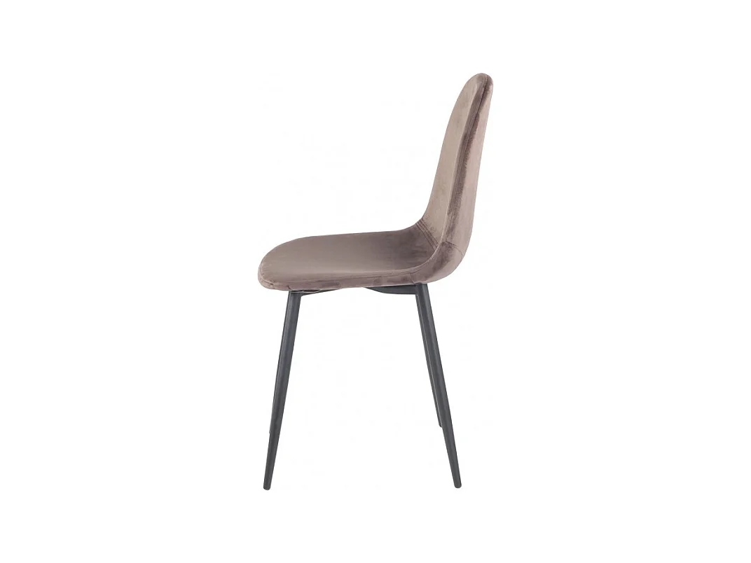 Lot 2 chaises scandinave velours marron et pieds métal noir - BIBA