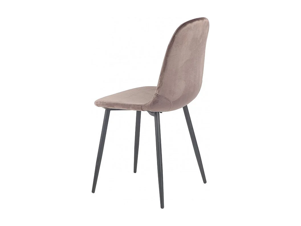 Lot 2 chaises scandinave velours marron et pieds métal noir - BIBA