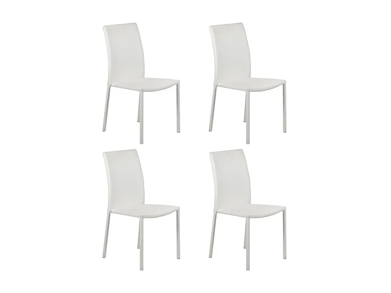 Lot de 4 chaises empilables en simili blanc et 4 pieds en acier - LUFY