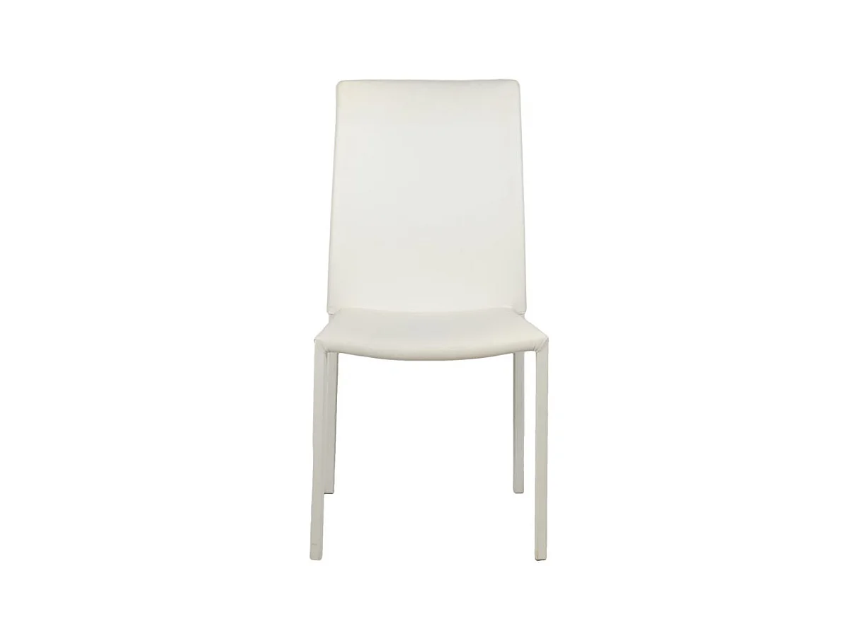 Lot de 4 chaises empilables en simili blanc et 4 pieds en acier - LUFY