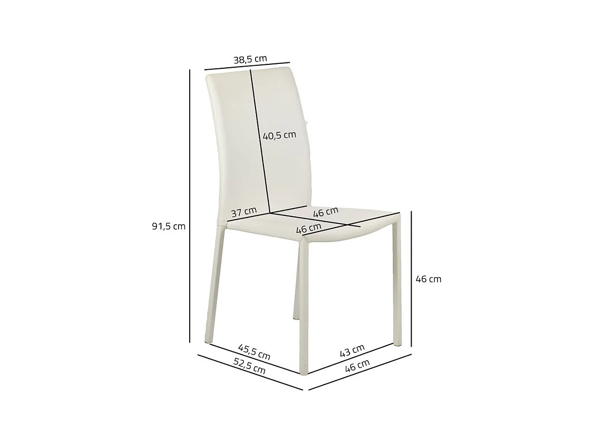 Lot de 4 chaises empilables en simili blanc et 4 pieds en acier - LUFY