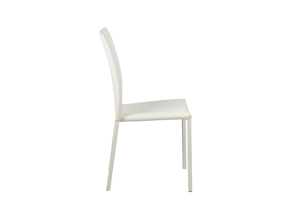 Lot de 4 chaises empilables en simili blanc et 4 pieds en acier - LUFY