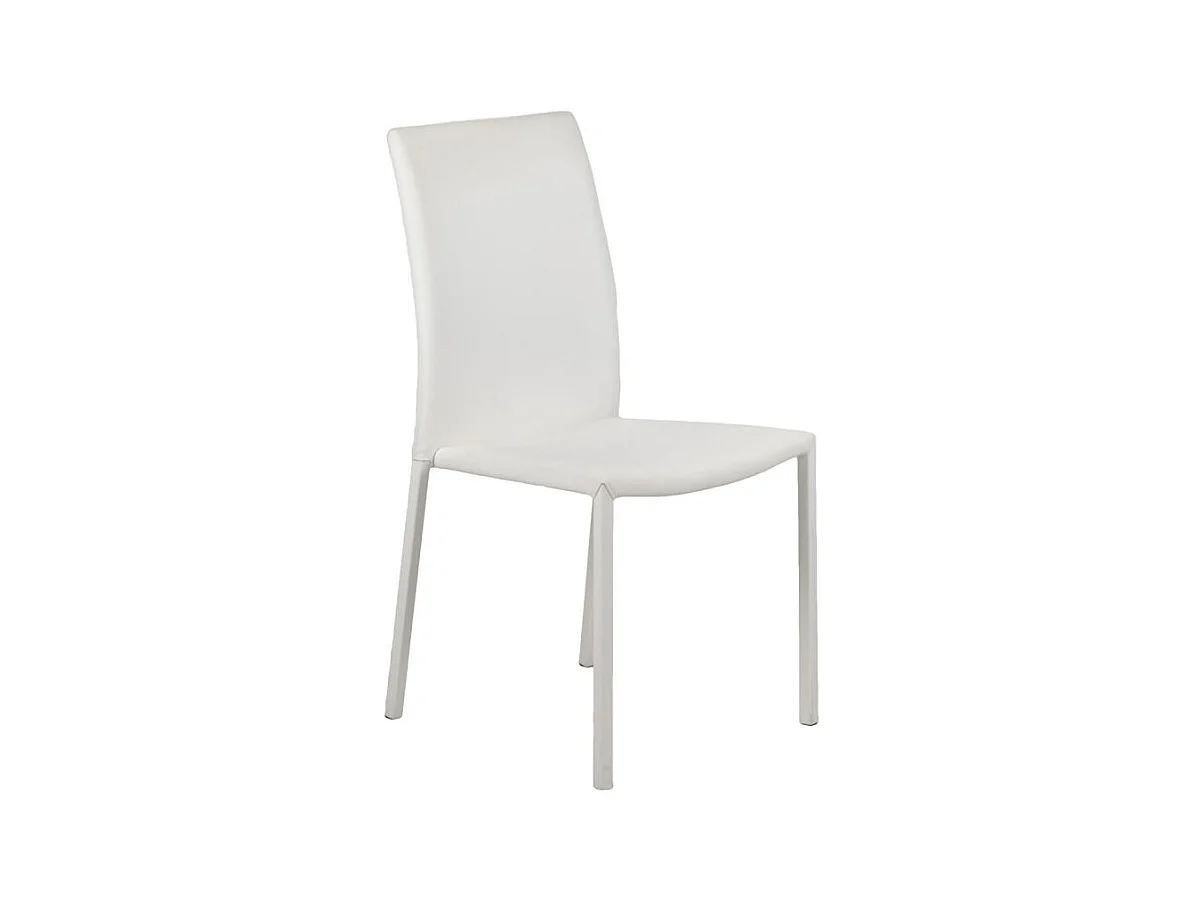 Lot de 4 chaises empilables en simili blanc et 4 pieds en acier - LUFY