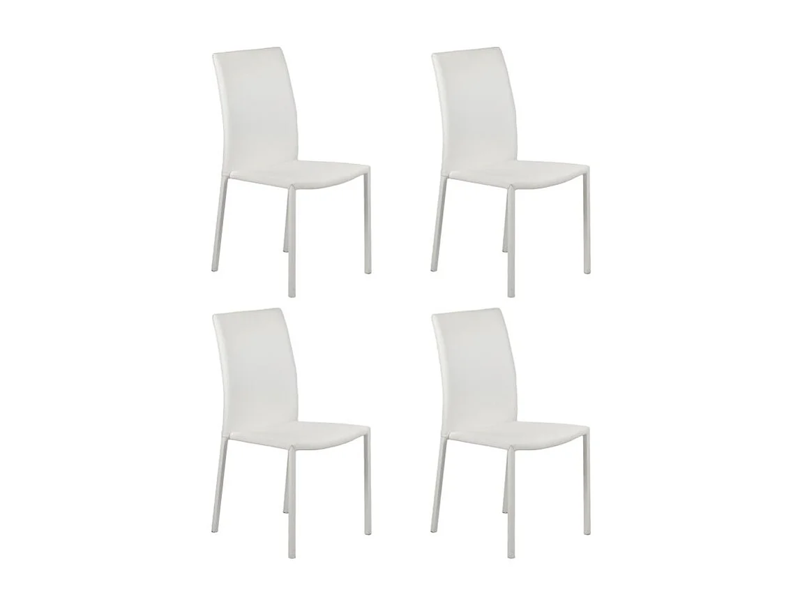 Lot de 4 chaises empilables en simili blanc et 4 pieds en acier - LUFY
