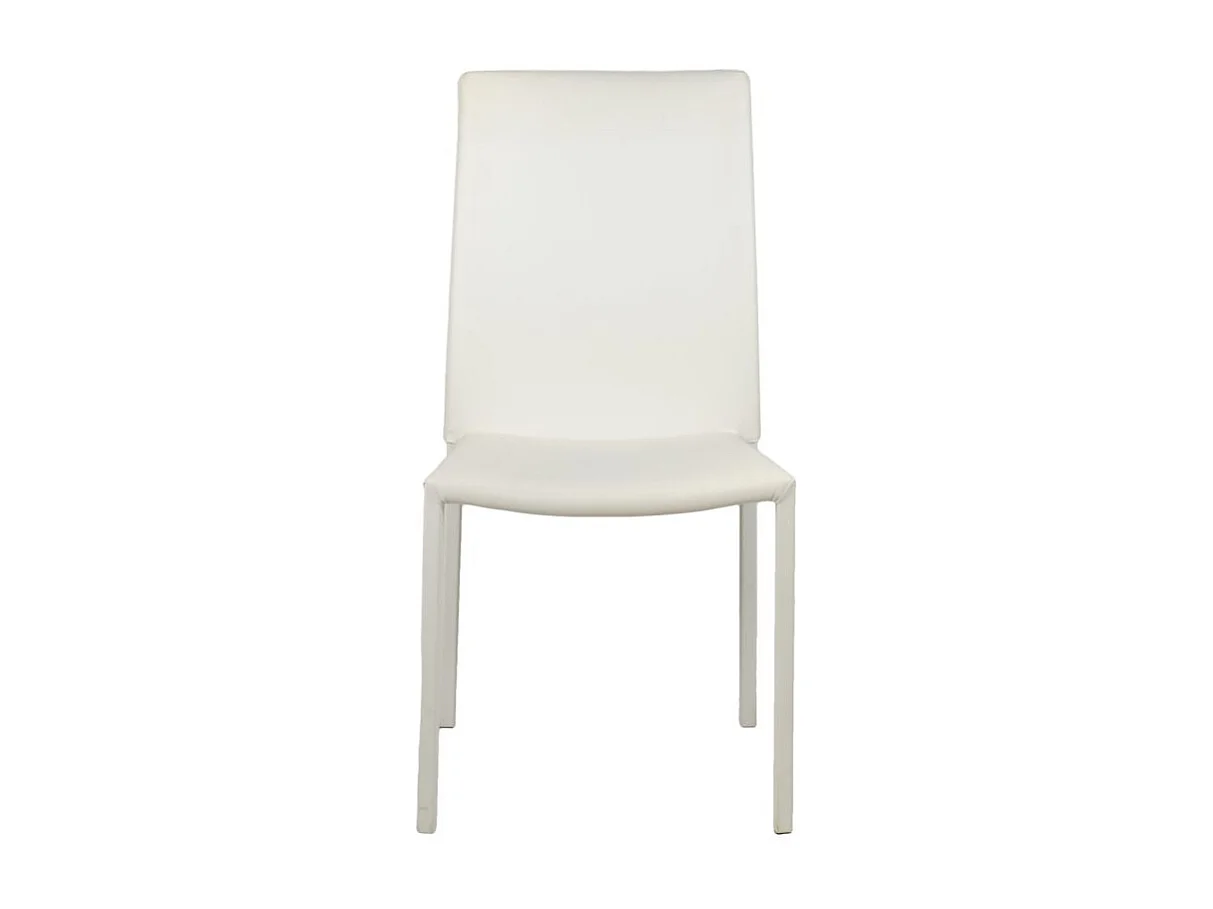 Lot de 4 chaises empilables en simili blanc et 4 pieds en acier - LUFY