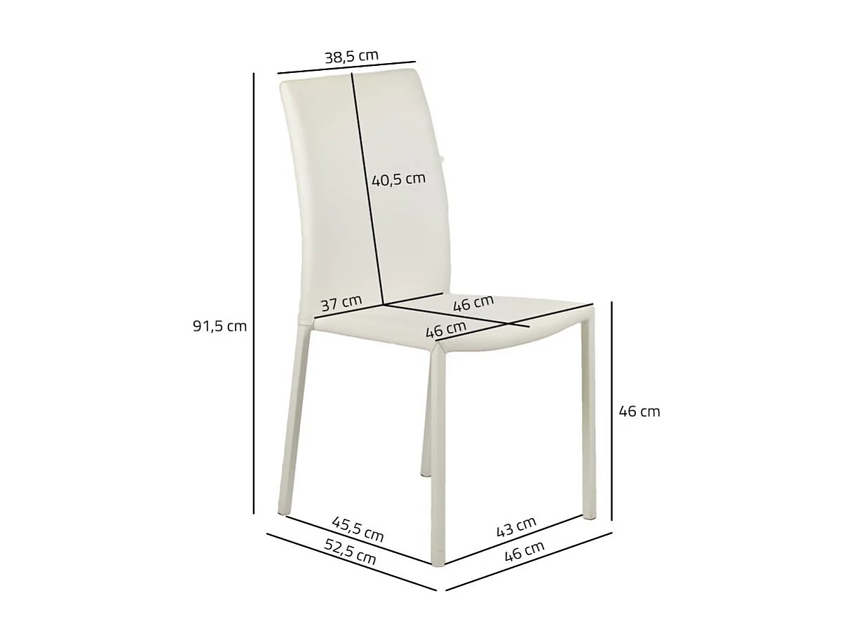 Lot de 4 chaises empilables en simili blanc et 4 pieds en acier - LUFY