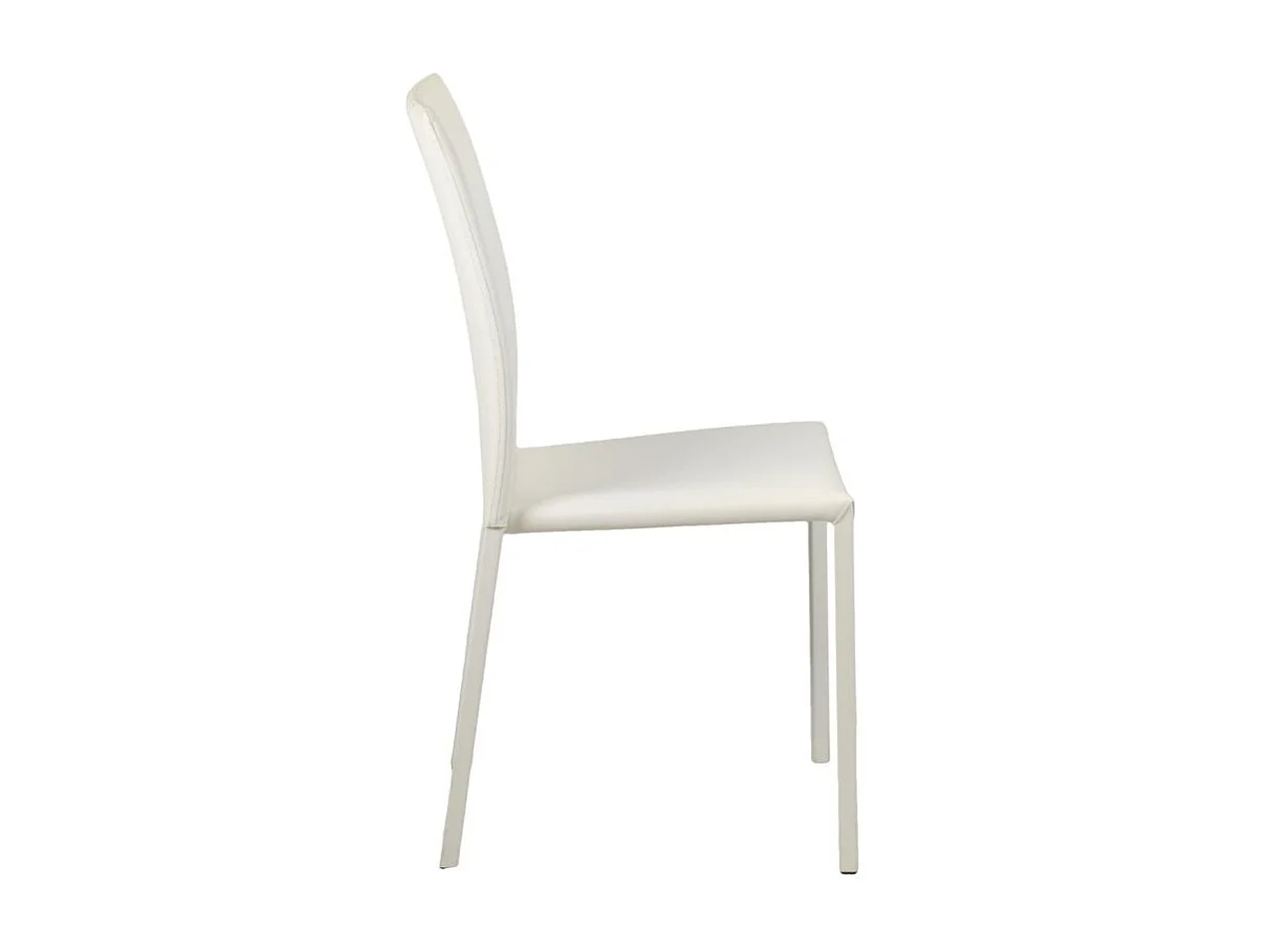 Lot de 4 chaises empilables en simili blanc et 4 pieds en acier - LUFY