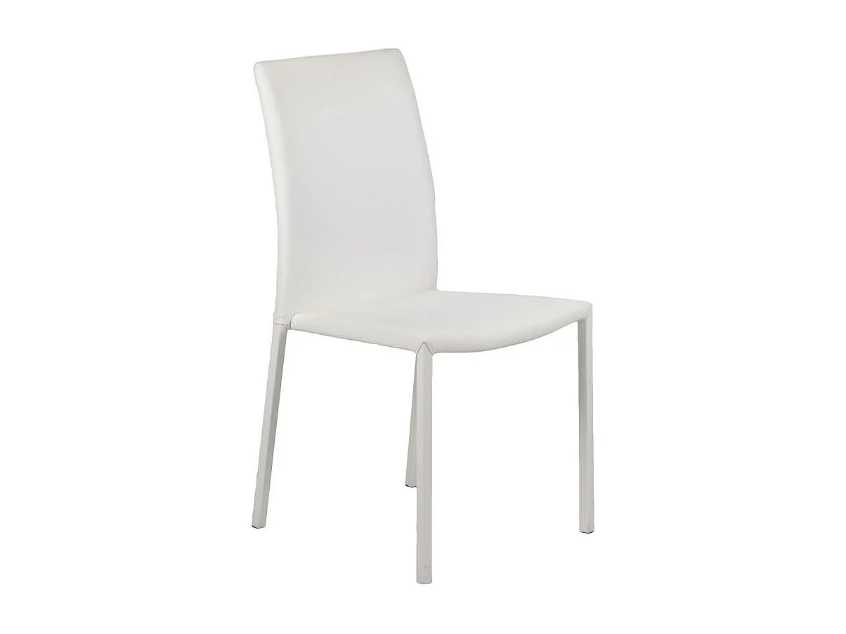 Lot de 4 chaises empilables en simili blanc et 4 pieds en acier - LUFY