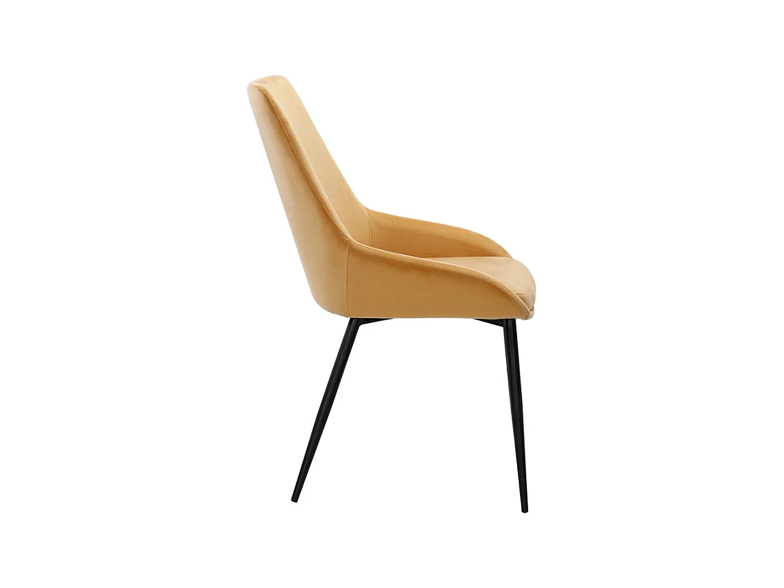 Lot de 2 chaises en velours jaune pieds en métal noir - JAZZY