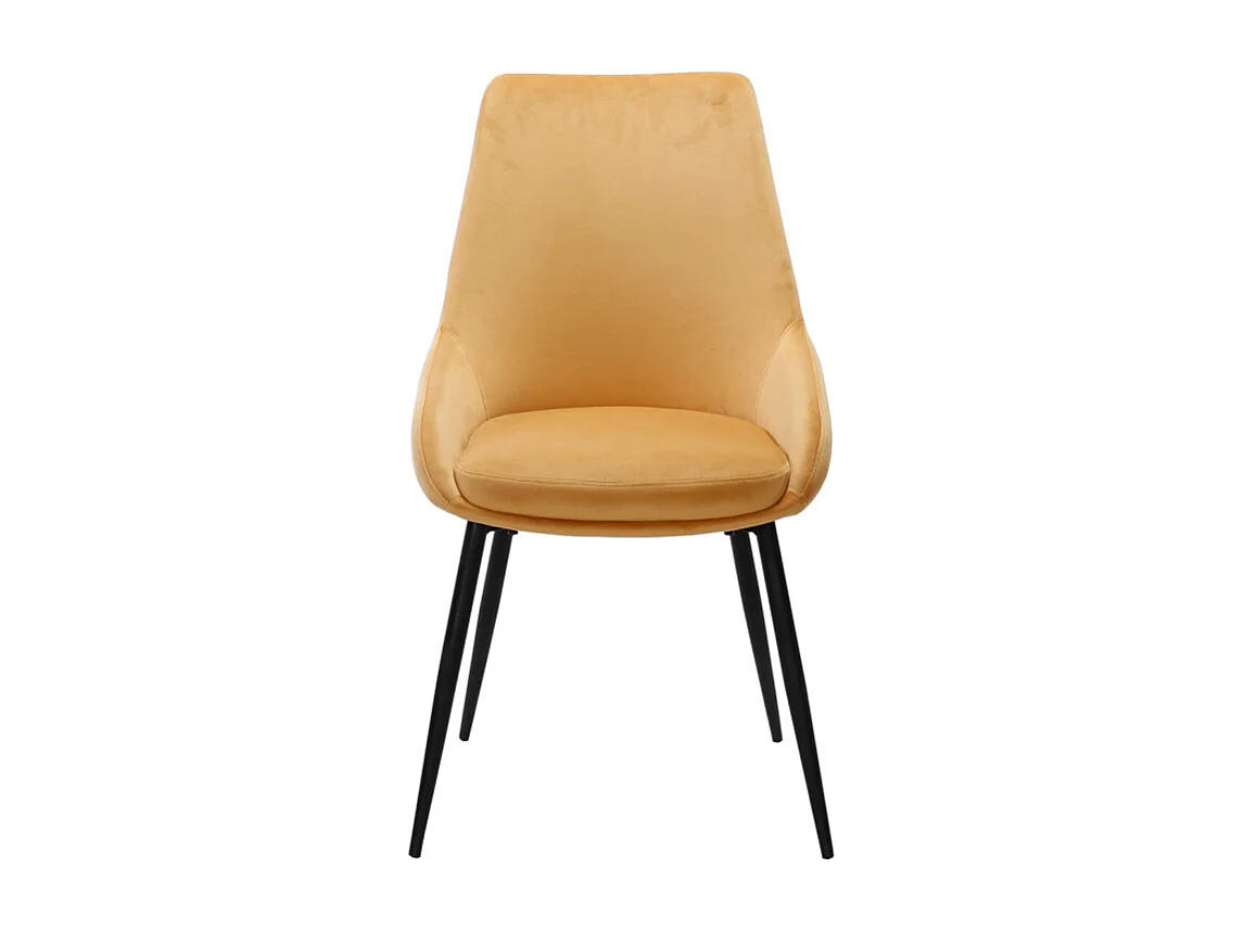 Lot de 2 chaises en velours jaune pieds en métal noir - JAZZY