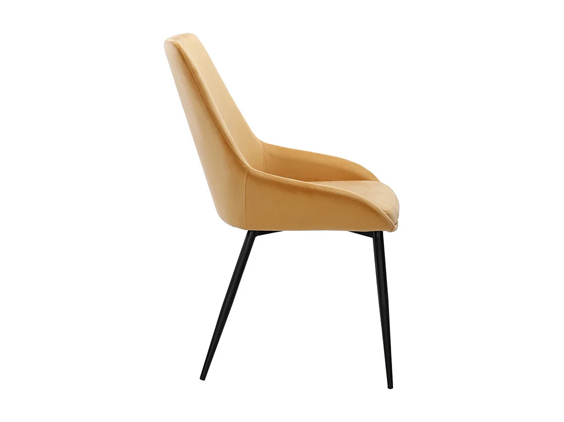 Lot de 2 chaises en velours jaune pieds en métal noir - JAZZY