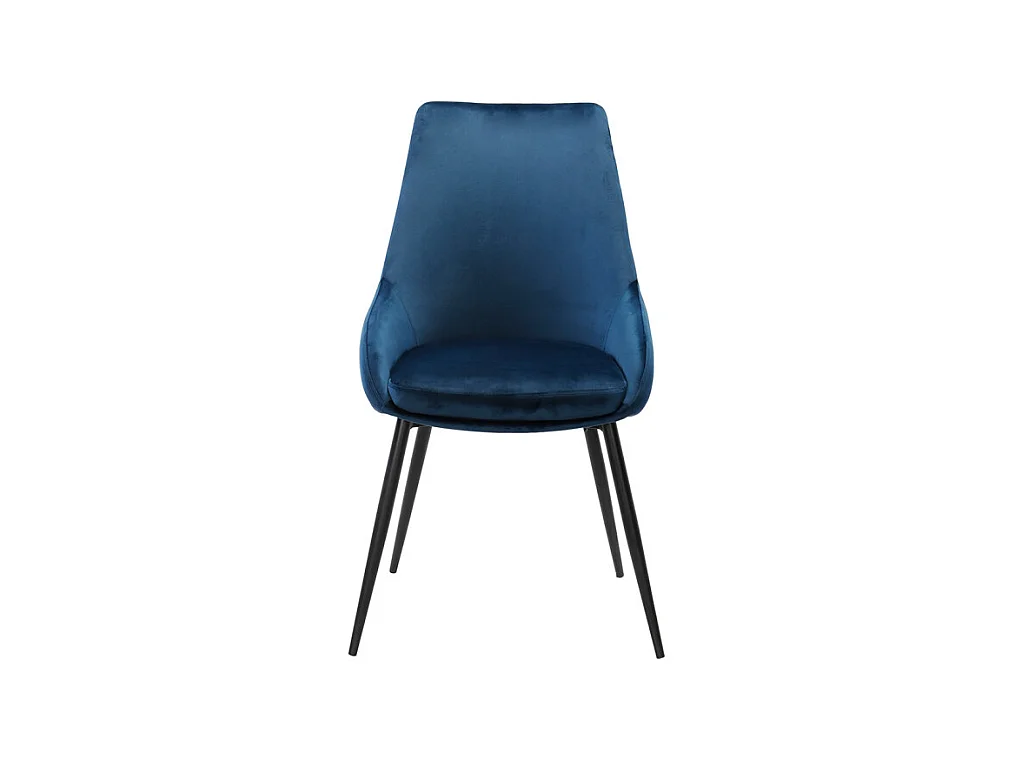 Lot de 2 chaises en velours bleu marine pieds métal noir - JAZZY