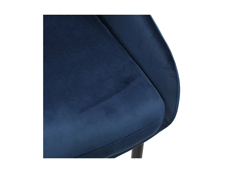 Lot de 2 chaises en velours bleu marine pieds métal noir - JAZZY