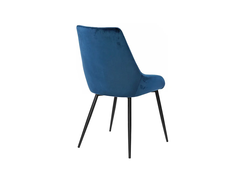 Lot de 2 chaises en velours bleu marine pieds métal noir - JAZZY