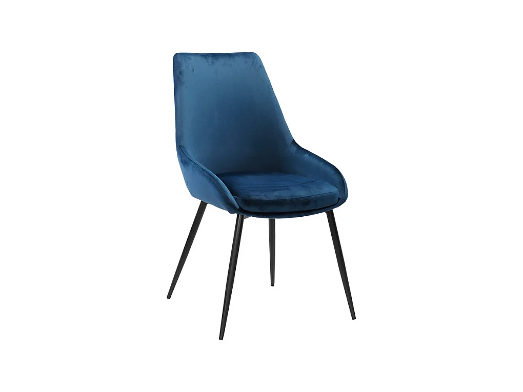 Lot de 2 chaises en velours bleu marine pieds métal noir - JAZZY