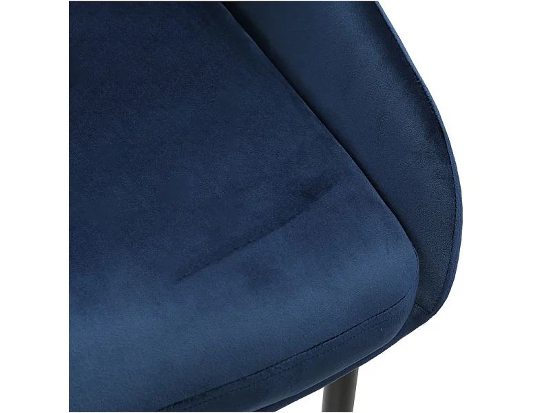 Lot de 2 chaises en velours bleu marine pieds métal noir - JAZZY