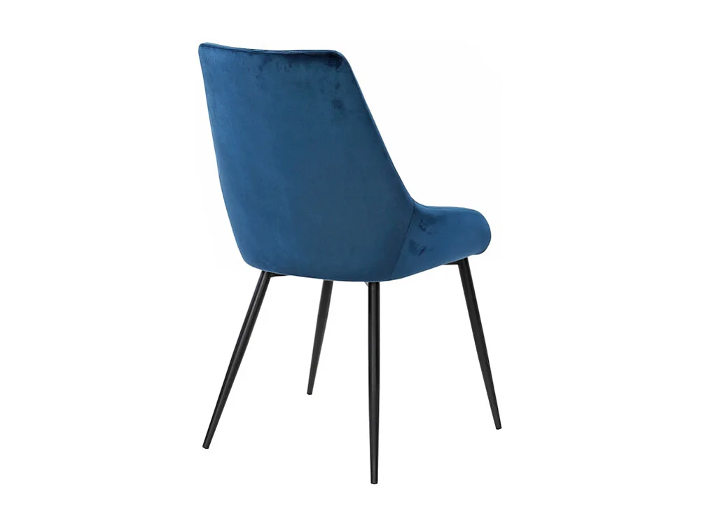 Lot de 2 chaises en velours bleu marine pieds métal noir - JAZZY